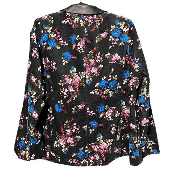 Lane Bryant Women's Size 18 Black Floral Blazer One-Button Mid-Length - Picture 2 of 13